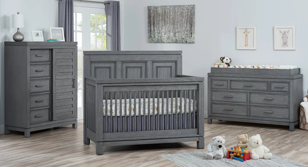 Soho Baby Manchester 4-In-1 Crib - Rustic Gray & Safe Design