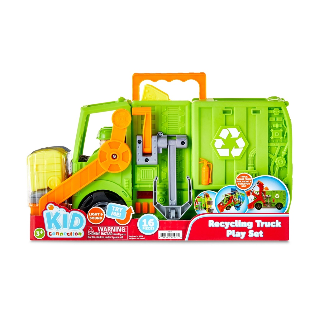 Kid Connection Recycling Truck Play Set - 16 Pieces with Lights