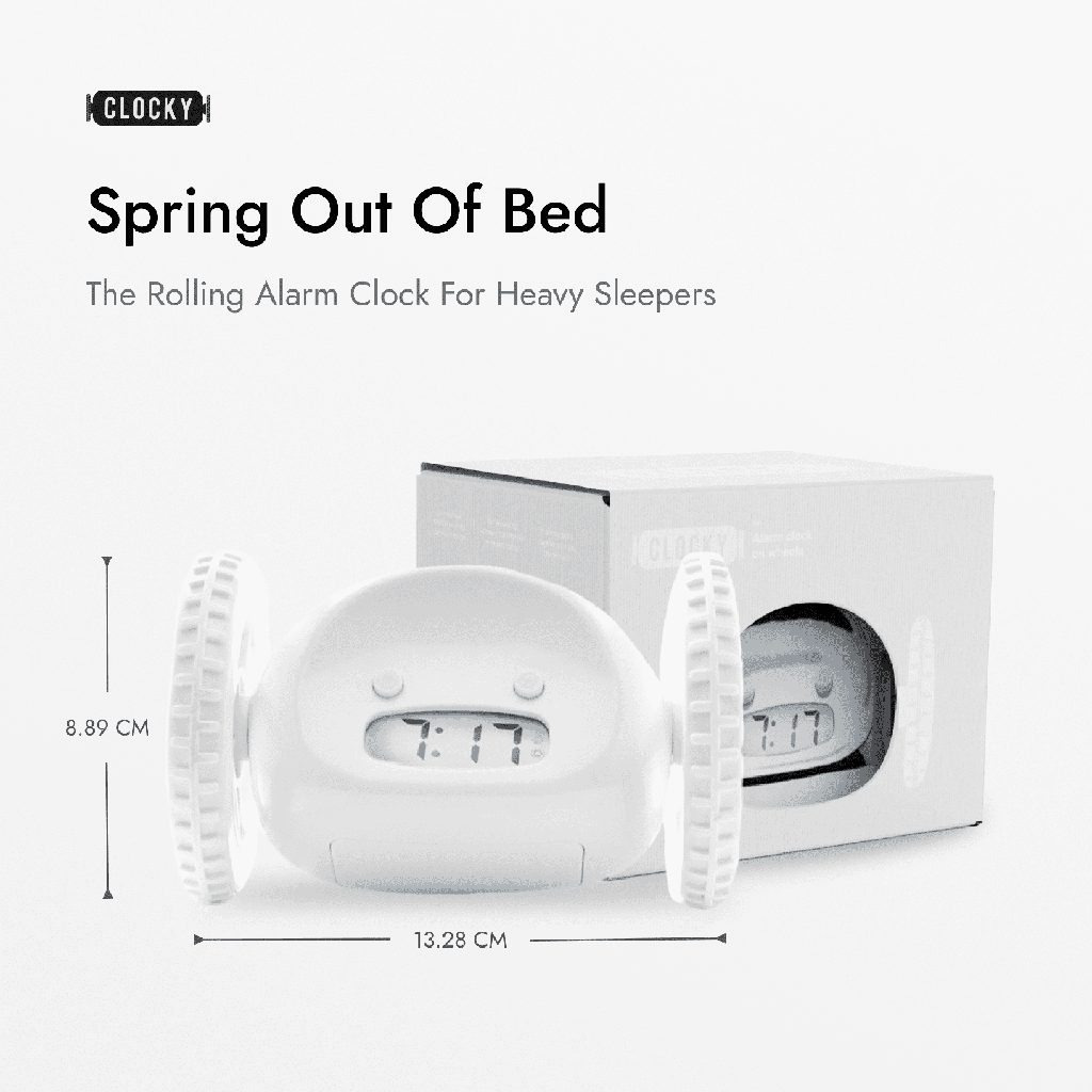 Clocky Alarm Clock on Wheels - Extra Loud for Heavy Sleepers