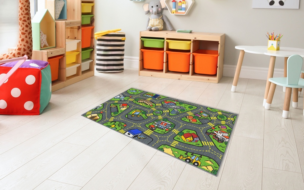 Jungtier Retro City Traffic Car Area Rug for Kids