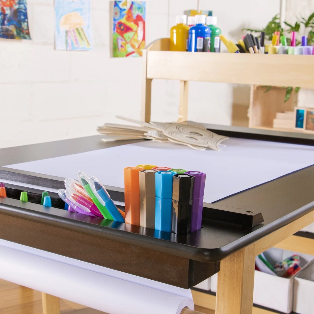 Guidecraft Change Table Guidecraft Deluxe Art Center - Kids' Wooden Craft Table Set