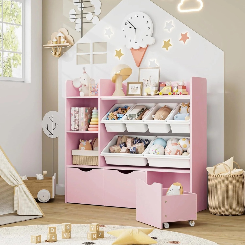 Kids Toy Storage Organizer with Movable Drawers & Bins