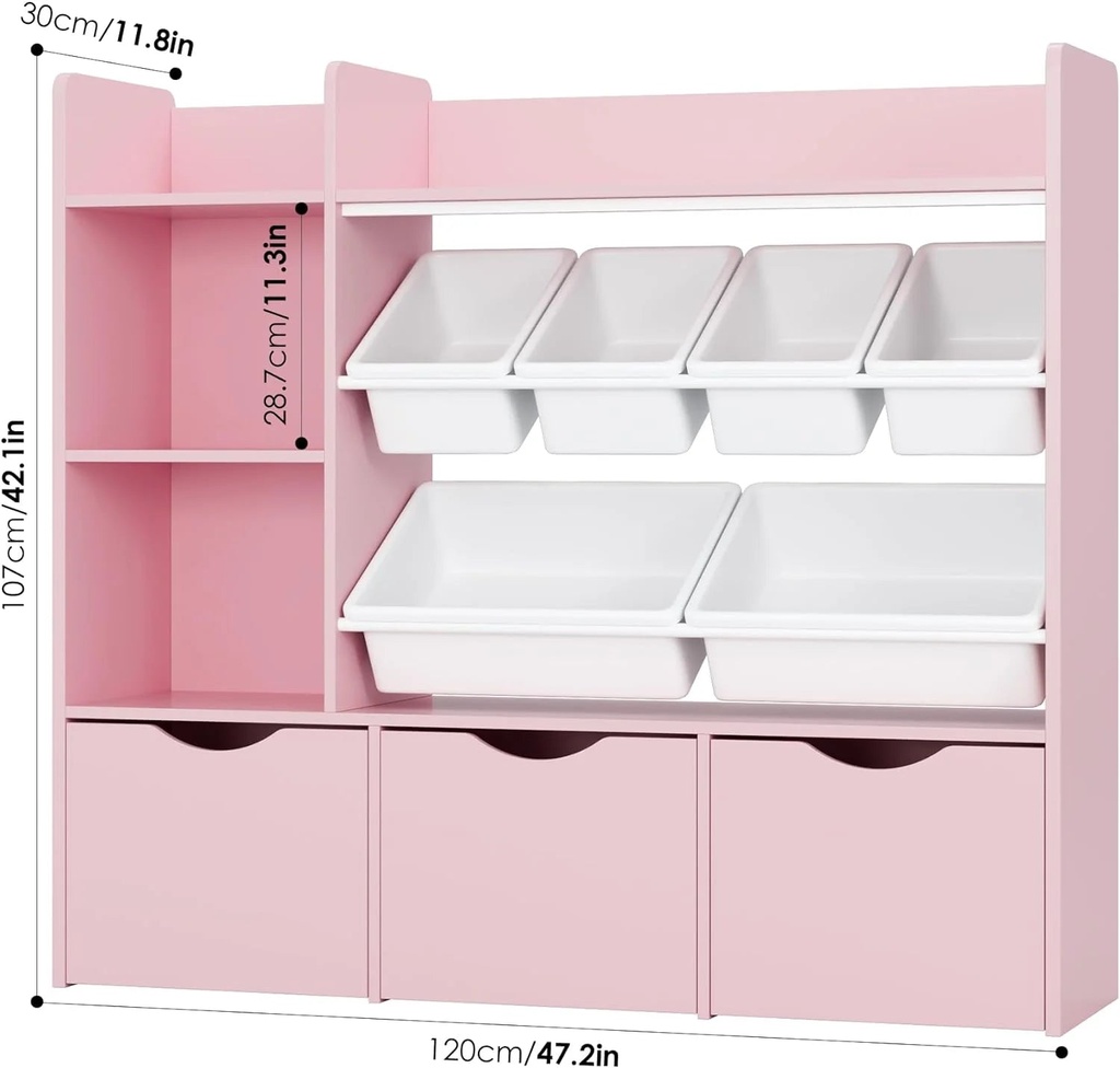 Kids Toy Storage Organizer with Movable Drawers & Bins