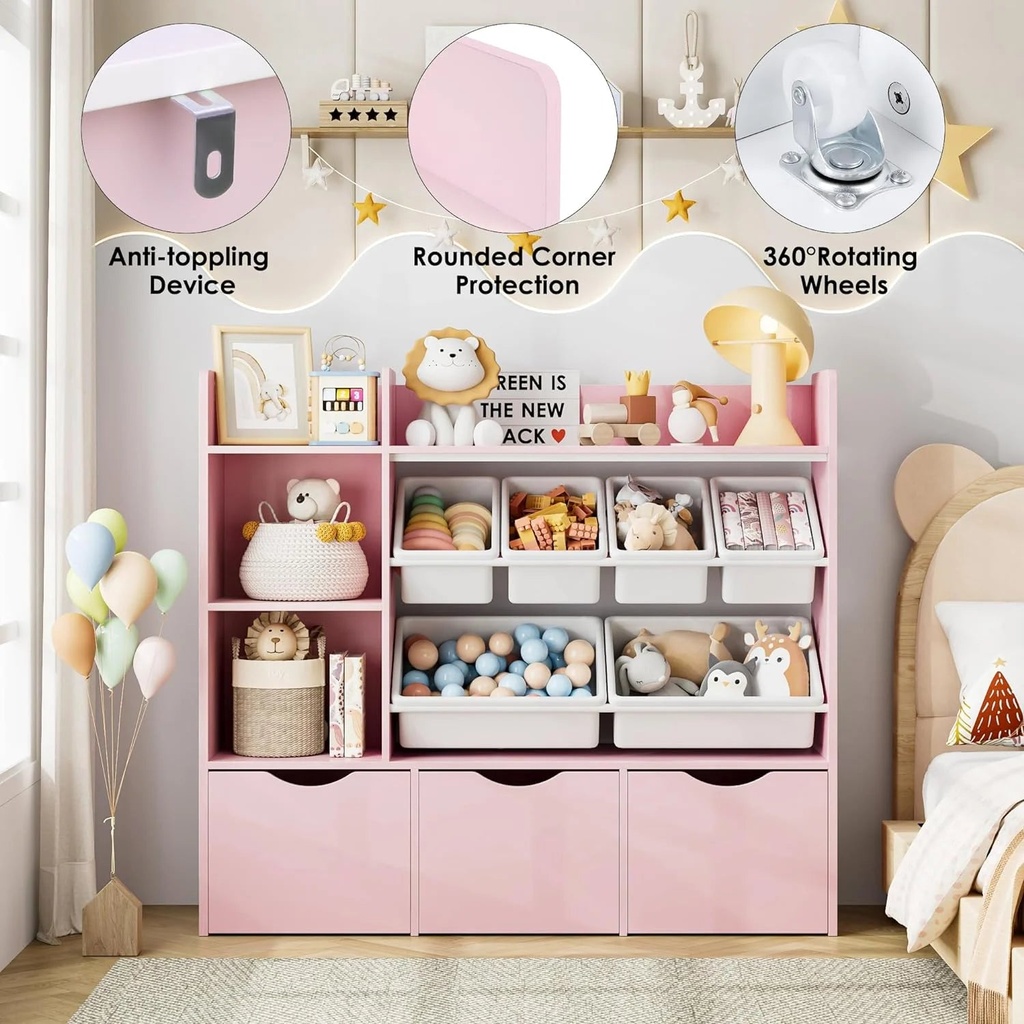 Kids Toy Storage Organizer with Movable Drawers & Bins
