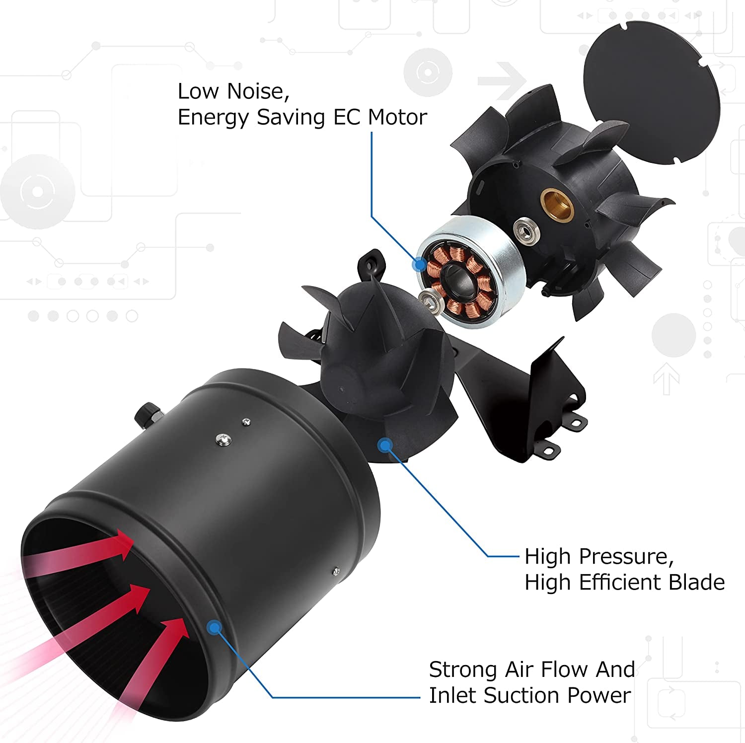 DUCTURBO 6 Inch Inline Duct Fan - 350 CFM for Ventilation