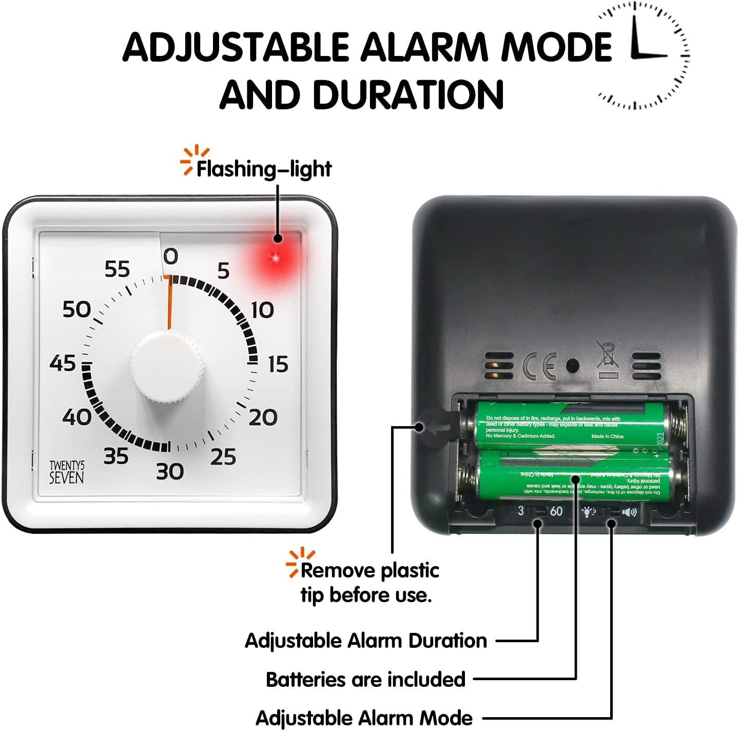 TWENTY5 SEVEN Silent Countdown Timer - 3 Inch Visual Timer