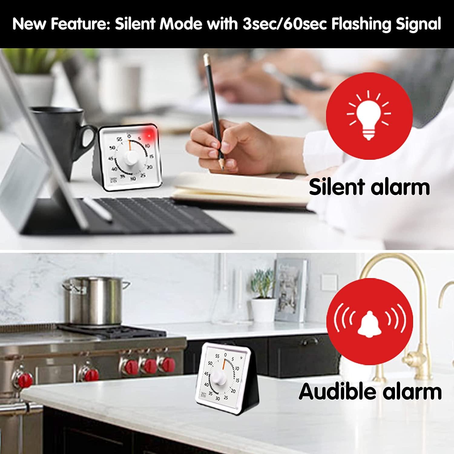 TWENTY5 SEVEN Silent Countdown Timer - 3 Inch Visual Timer