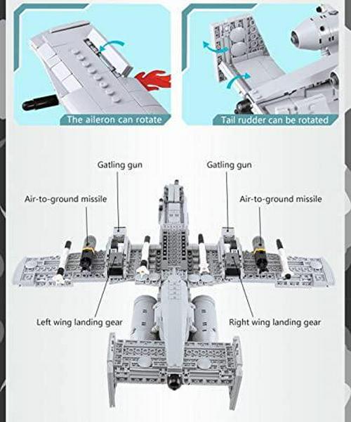 Plane Building Blocks A10 Military Fighter Jet Building Blocks Toy Set - 931 Pieces