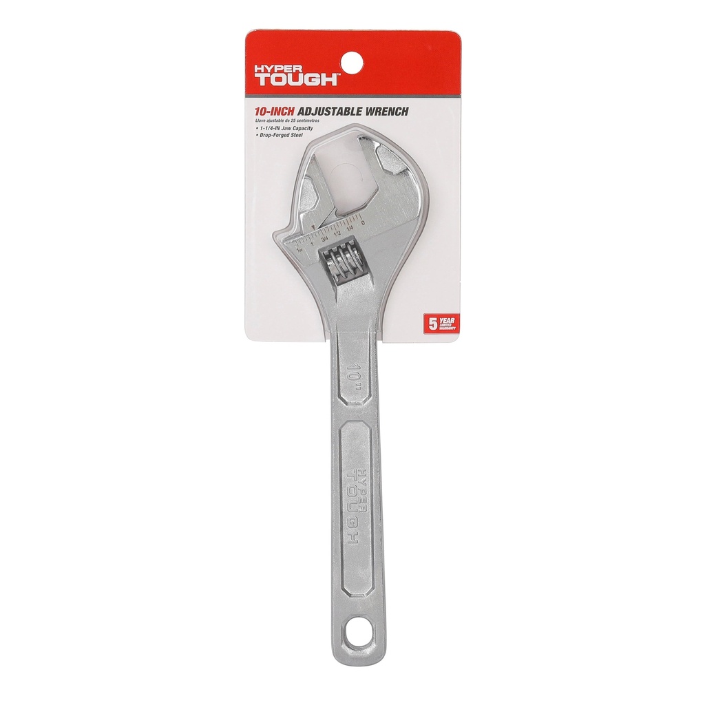 Hyper Tough 10-Inch Adjustable Wrench - Durable Steel Tool