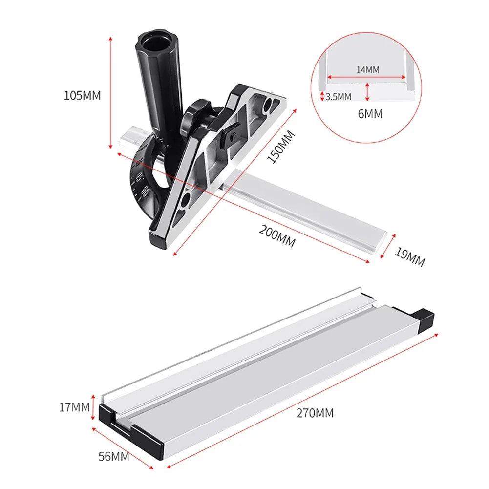 Table Mount Ruler Angle Plate Ruler for Table Saw - Adjustable Miter Gauge