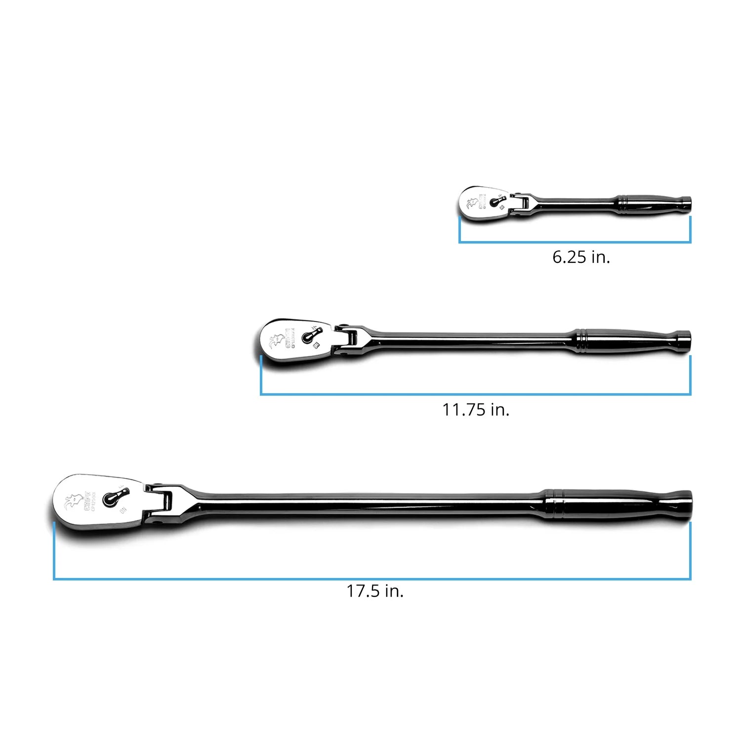 Capri Tools Low Profile Flex-Head Ratchets Set - 72-Tooth Design