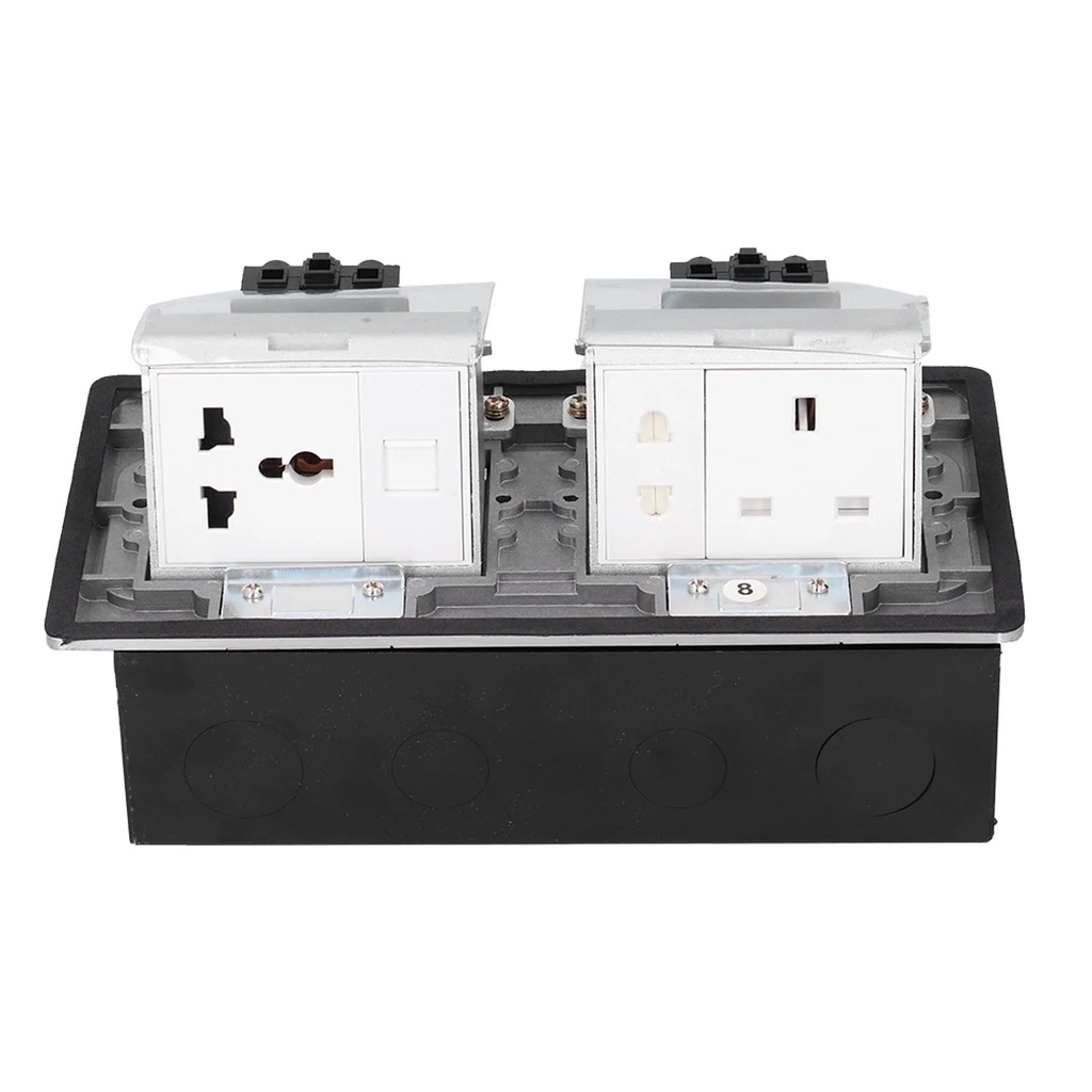 Multifunction Floor Pop Up Outlet - Silver Aluminum Alloy UK