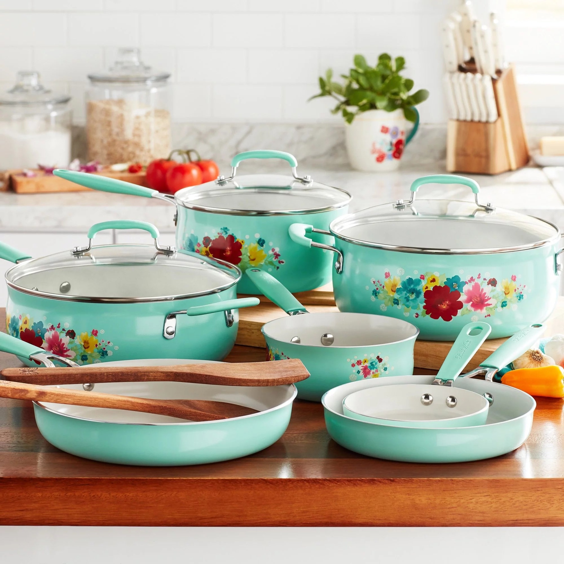 Pioneer Woman 12-Piece Classic Cookware Set - Breezy Blossom
