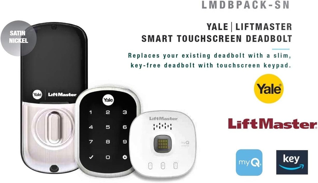 Liftmaster Myq Key Free Smart Lock with Touchscreen - Satin Nickel