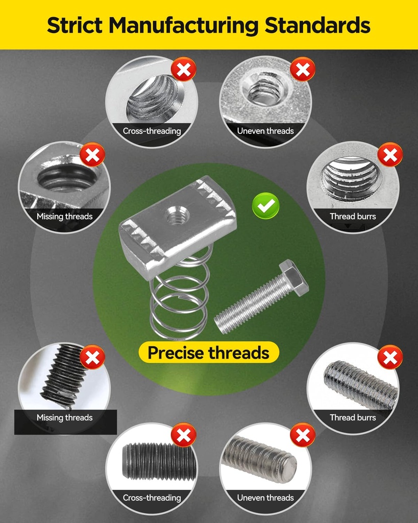 High-Quality Spring Channel Nut and Bolt - 32 Pack