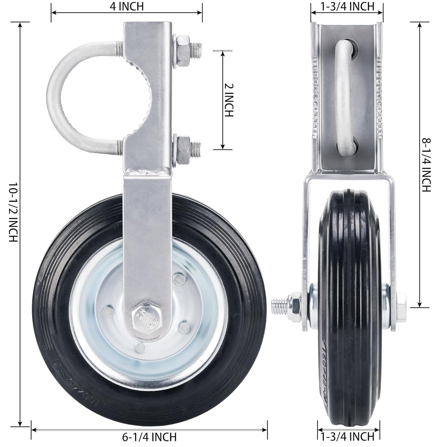 Heavy Duty 6 Inch Gate Wheels for Metal Tube Gates - 2 Pcs