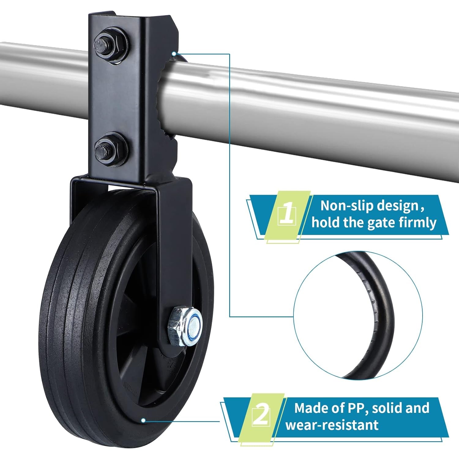 Skelang 2-Pack Gate Support Wheel for Heavy Duty Gates