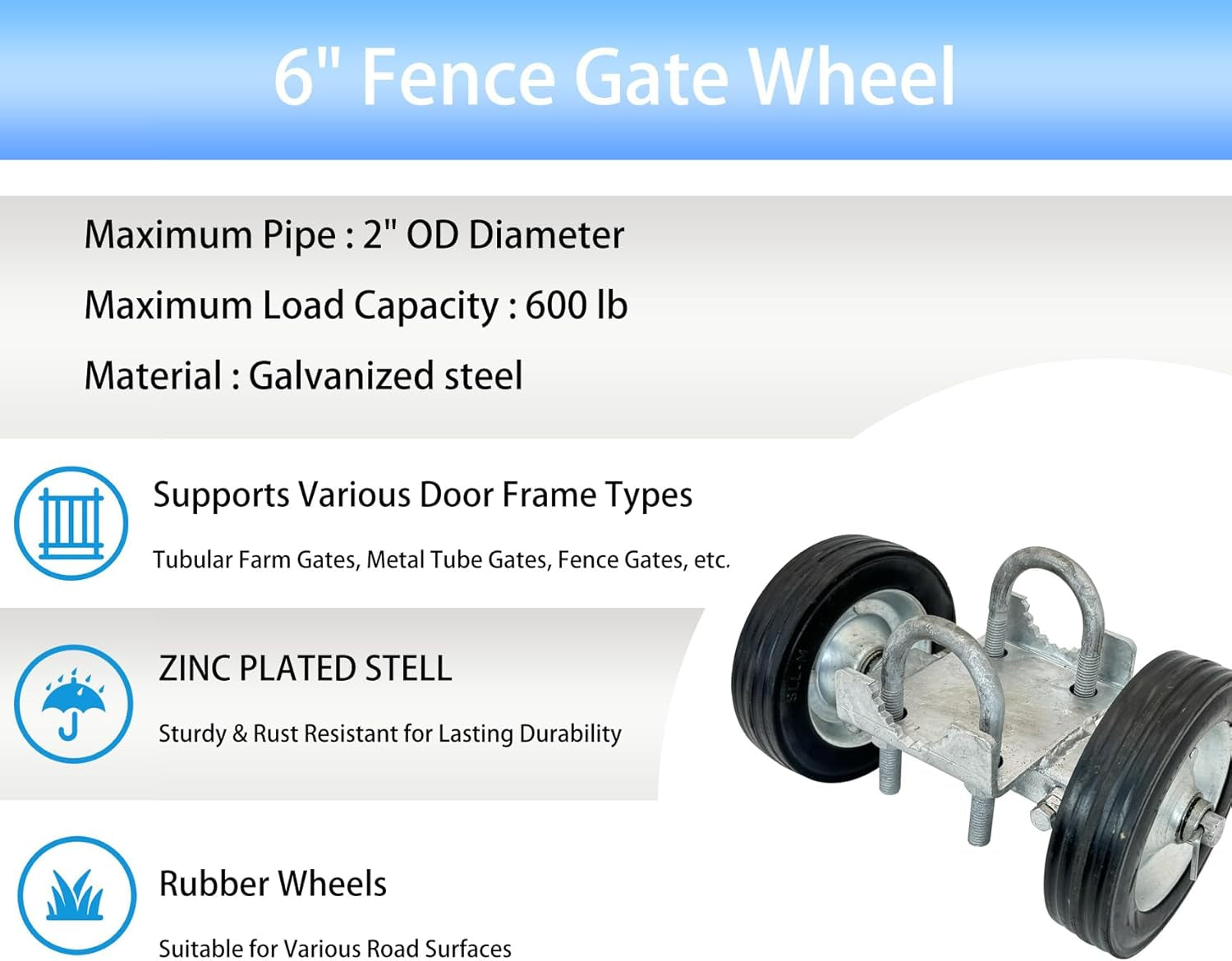 Wheel Box Gate Heavy-Duty Rolling Gate Wheel - 6