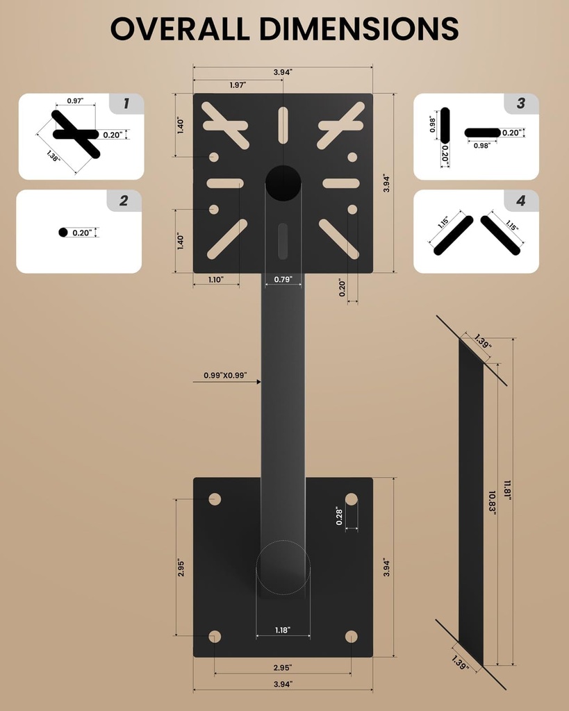 12" Universal Keypad Mounting Pedestal for Gates