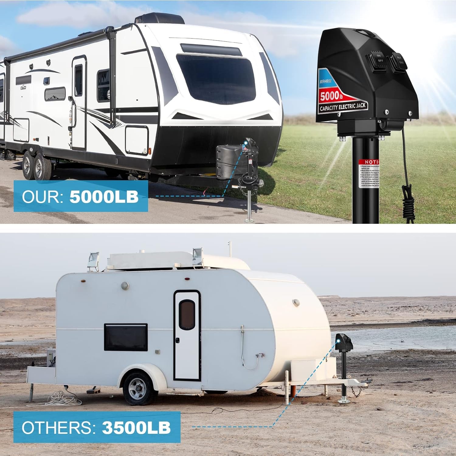 Electric Rv Rear Jack Kohree 5000Lbs RV Electric Trailer Jack - Easy & Durable