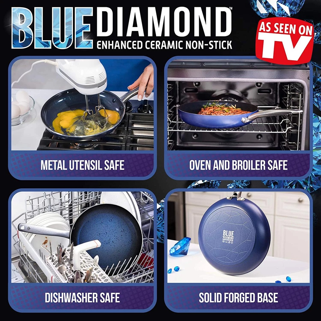 Blue Diamond Pan 14 Piece Nonstick Cookware Set
