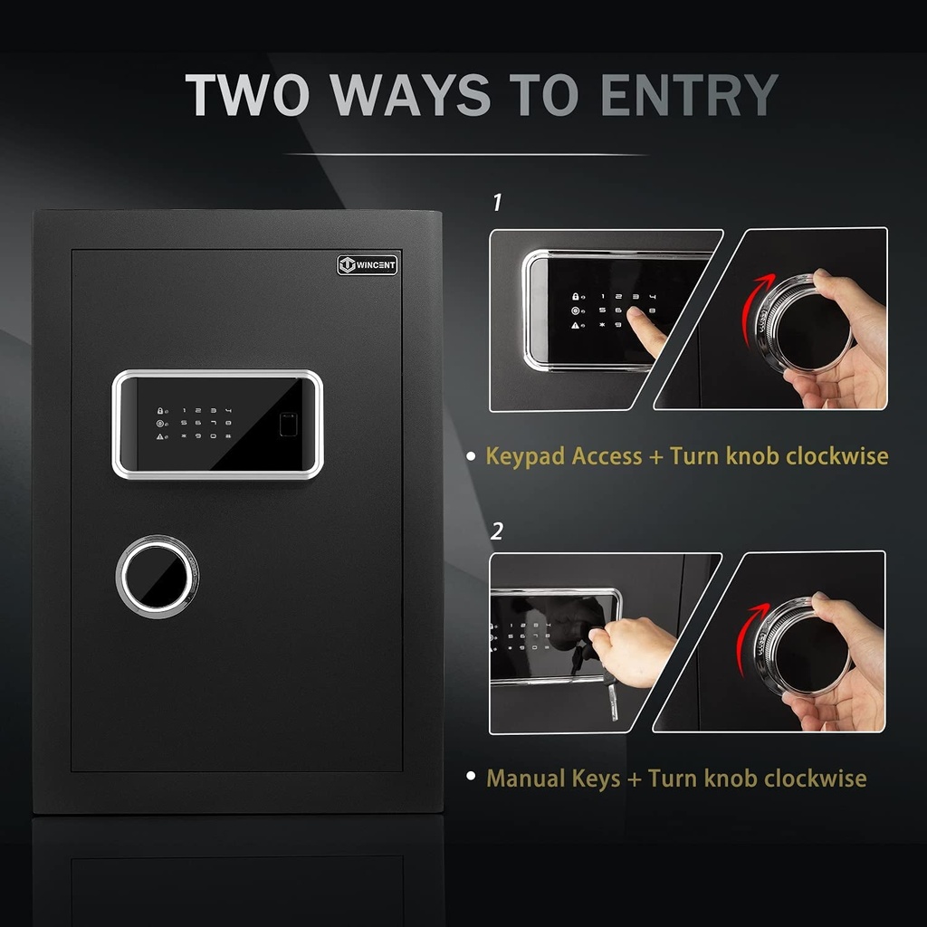 WINCENT Secure Home Security Safe with Dual Key Access