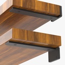 6 Pack 8 Inch Floating Shelf Brackets, Heavy Duty Hidden Wall L-Brackets for Kitchen, Fireplace Mantels, Bookshelves | Floating Shelf Hardware | Black Powder Coated Steel