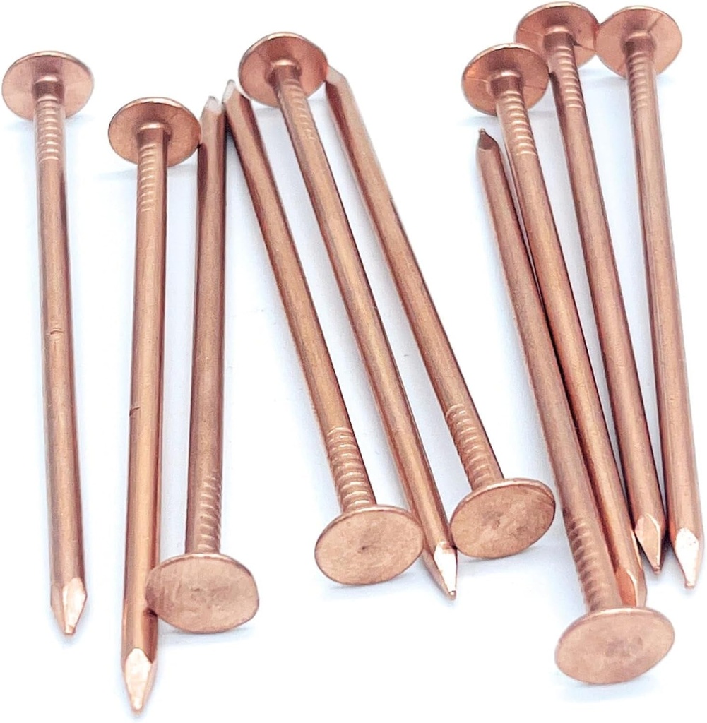3 Inch Copper Nails Roofing Finish Nails USA MADE - Solid Pure Copper Slating Nails Spikes Flashing Furniture Boat - Package Includes the Highest Quality Copper Nails by Dubbs Hardware (50)
