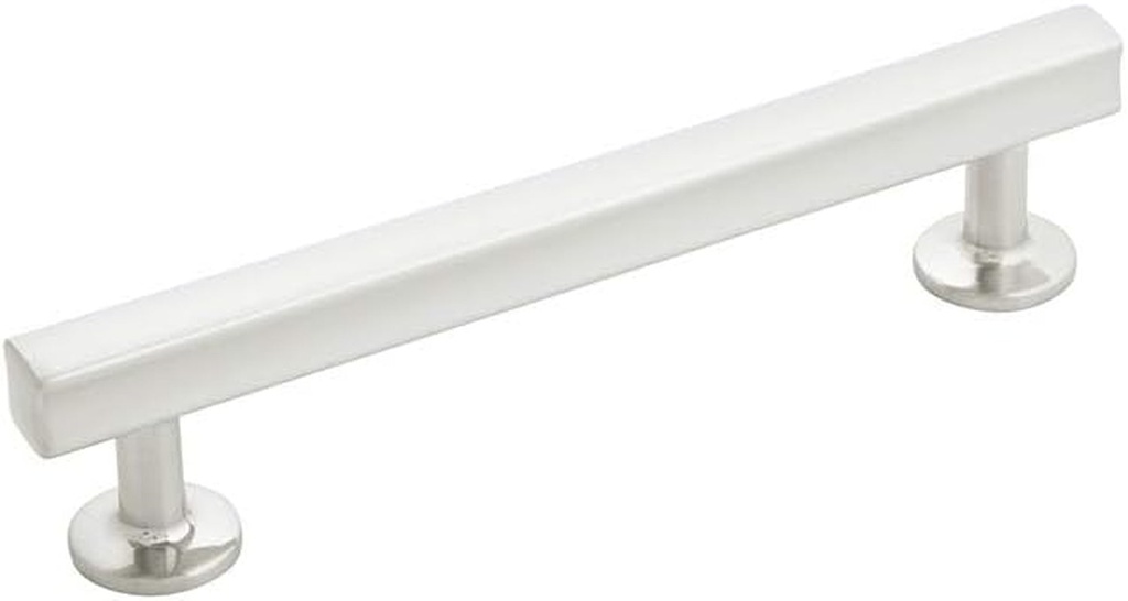 Hickory Hardware 10 Pack Solid Core Kitchen Cabinet Pulls, Luxury Cabinet Handles, Hardware for Doors & Dresser Drawers, 5-1/16 Inch (128Mm) Hole Center, Satin Nickel, Woodward Collection