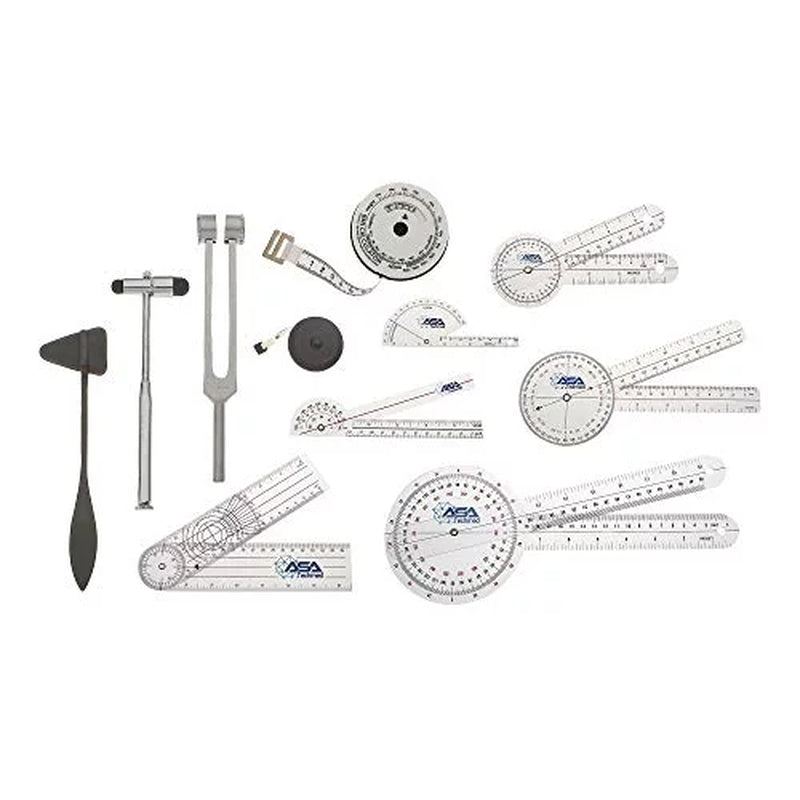 Goniometer Physical Therapy Complete Set W/Bonus Reflex Hammer Including 12,8,6 Inches Goni'S plus Two Bonus Measuring Tapes. Occupational Therapy Too