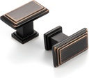 Oil Rubbed Bronze, Stepped Kitchen Cabinet Knob ZK2206 | Pack of 10, Rectangle Pull Handle, Solid Hardware for Drawer, Dresser, Bathroom, Vanity, Furniture Door, Cupboard, Size: 1-9/16 Inch