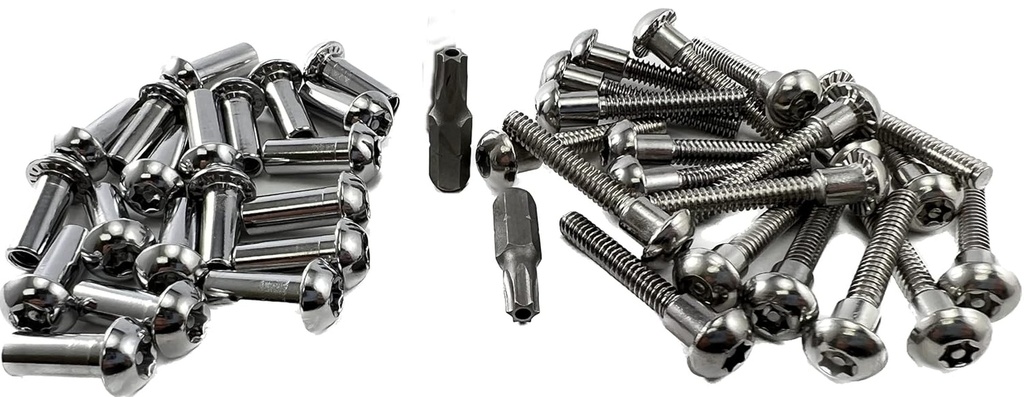Harris Hardware 90203 Chrome Plated Torx T27 Security Fastener Pack for 1-1/4 In. Panels, 20 Sets of Shoulder Bolt & Barrel Nut with 2 T27 Bits