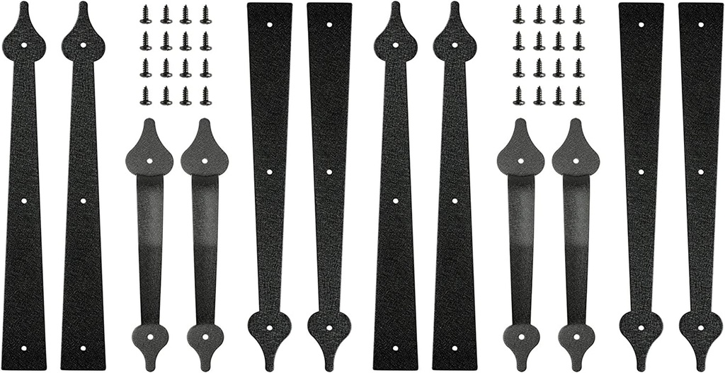 Skysen Steel Garage Door Decorative Hinges Handles Accents Hardware Kit Screw Mount,Black(Tckls-2 Pack)