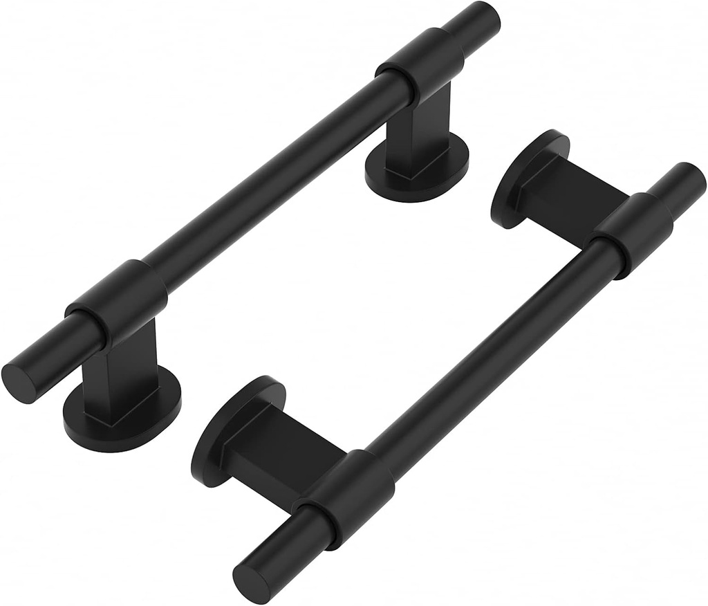 Haidms 10 Pack Black Cabinet Handles Adjustable Cabinet Pulls, 1-3/8" to 4" (35-102Mm) Hole Centers round Bar Drawer Pulls for Kitchen
