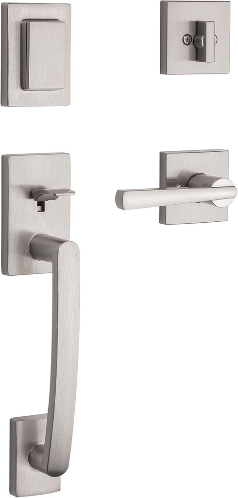 Baldwin Spyglass , Front Entry Handleset with Interior Lever, Featuring Smartkey Deadbolt Re-Key Technology and Microban Protection, in Satin Nickel