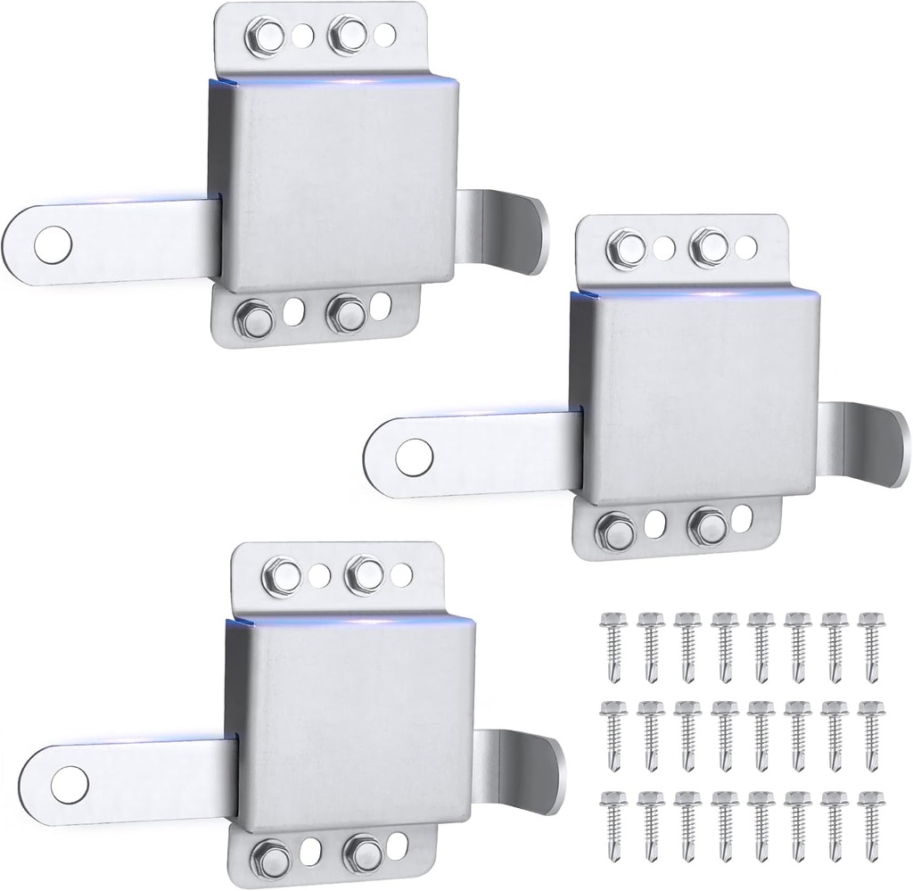 Sliding Garage Door Locks Security Lock- 3 Pack Safety Garage Door Latch Kit for Extra Security - Ideal for Opener Systems and Roll-Up Doors - Metal Parts with Keyless Entry and Manual Release