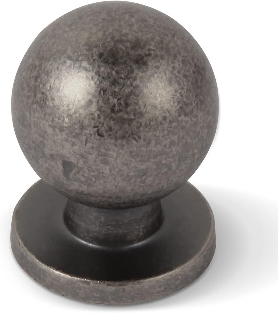 Khtumeware 10 Pack 1 Inch (25Mm) Diameter round Solid Vintage Antique Pewter Finish Kitchen Cabinet Knob.