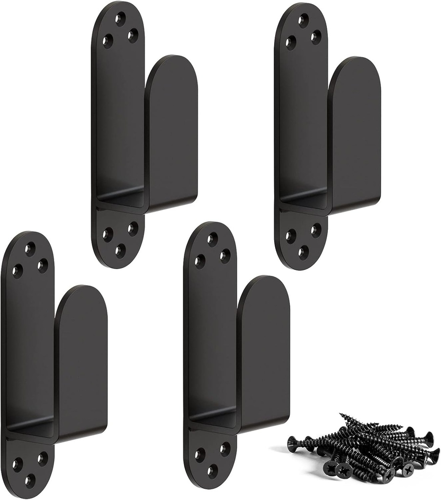 2X4 Door Barricade Brackets Heavy Duty Upgraded Door Bar Holder Brackets for Home Security Suit for 2X4 Lumber Black 4PCS