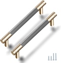 Drawer Pull 12 Pack 5" Cabinet Handles Cabinet Pulls Aluminum Handles round Pull Gold and Nickle Oxidation Finish with Diamond Pattern Golden 6" Length