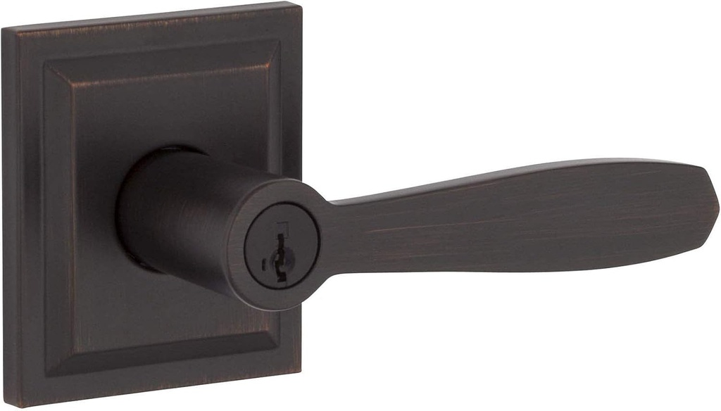 Baldwin Torrey, Entry Door Handle Reversible Lever with Keyed Lock Featuring Smartkey Re-Key Technology and Microban Protection, in Venetian Bronze