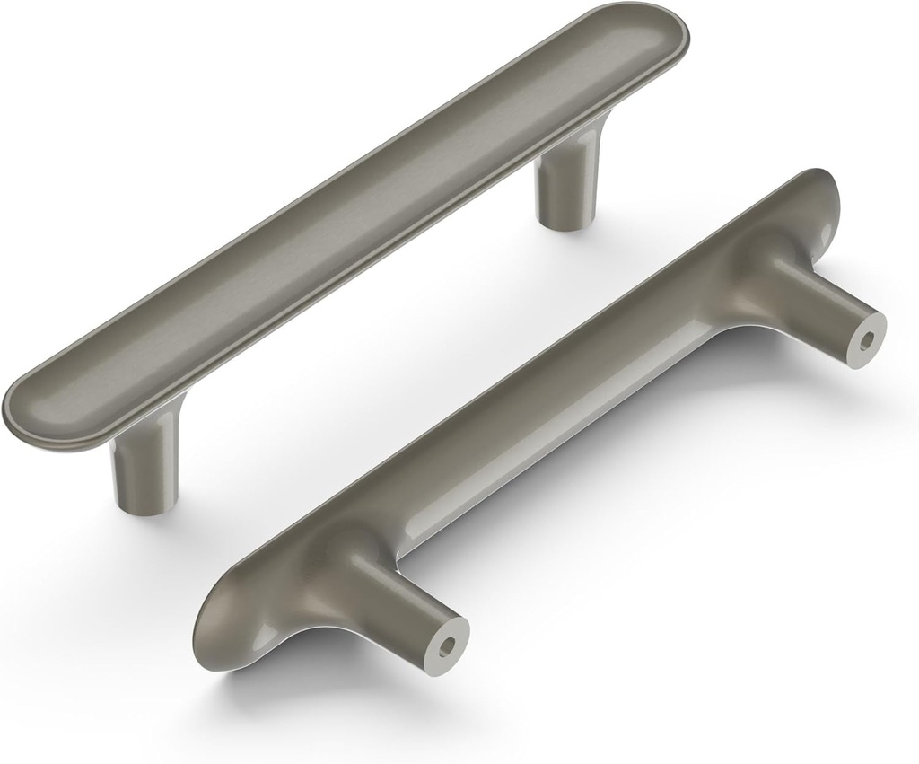 Hickory Hardware 10 Pack Solid Core Kitchen Cabinet Pulls, Luxury Cabinet Handles, Hardware for Doors & Dresser Drawers, 3-3/4 Inch (96Mm) Hole Center, Satin Nickel, Maven Collection