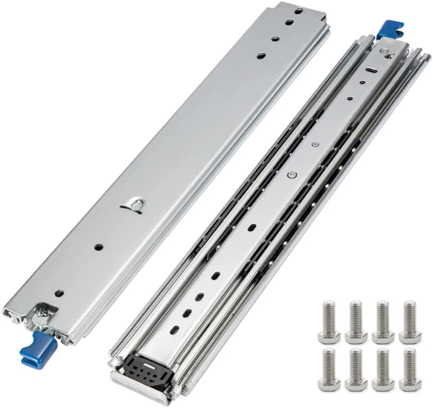 1 Pair of 34 Inch Heavy Duty Drawer Slides 500LB Full Extension Side Mount Ball Bearing Drawer Rails with Lock
