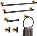 Black and Gold Towel Bar Set 6 Pieces Bathroom Hardware Accessories Set Include 19.68/23.6 in Towel Bar Towel Ring Towel Hook and Toilet Paper Holder Stainless Steel Wall Mounted