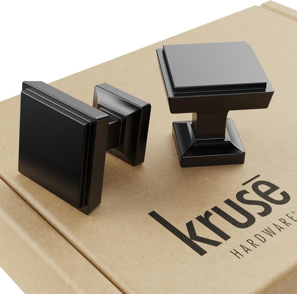 31213 - (10-Pack) Linden Door and Drawer Knob - 1-3/16In Square, Matte Black