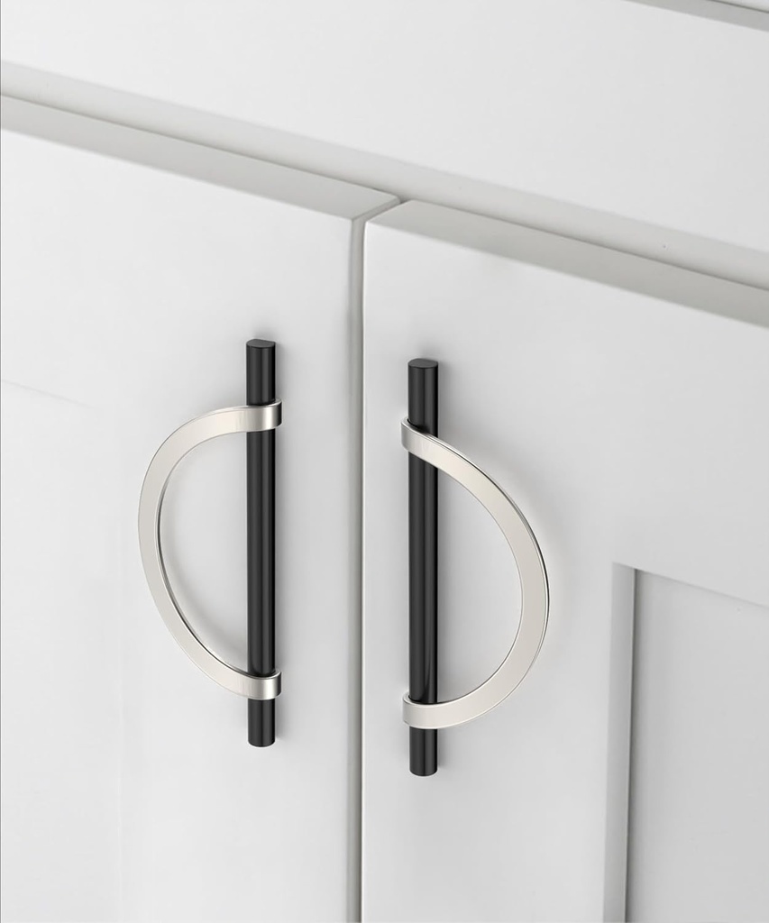 10 Pack Black and Brushed Satin Nickel Cabinet Pulls 7-1/2 Inch(192Mm) Hole Centers Kitchen Cabinet Handles Hardware Kitchen Handles for Cabinets Cupboard Handles Drawer Pulls CK0063