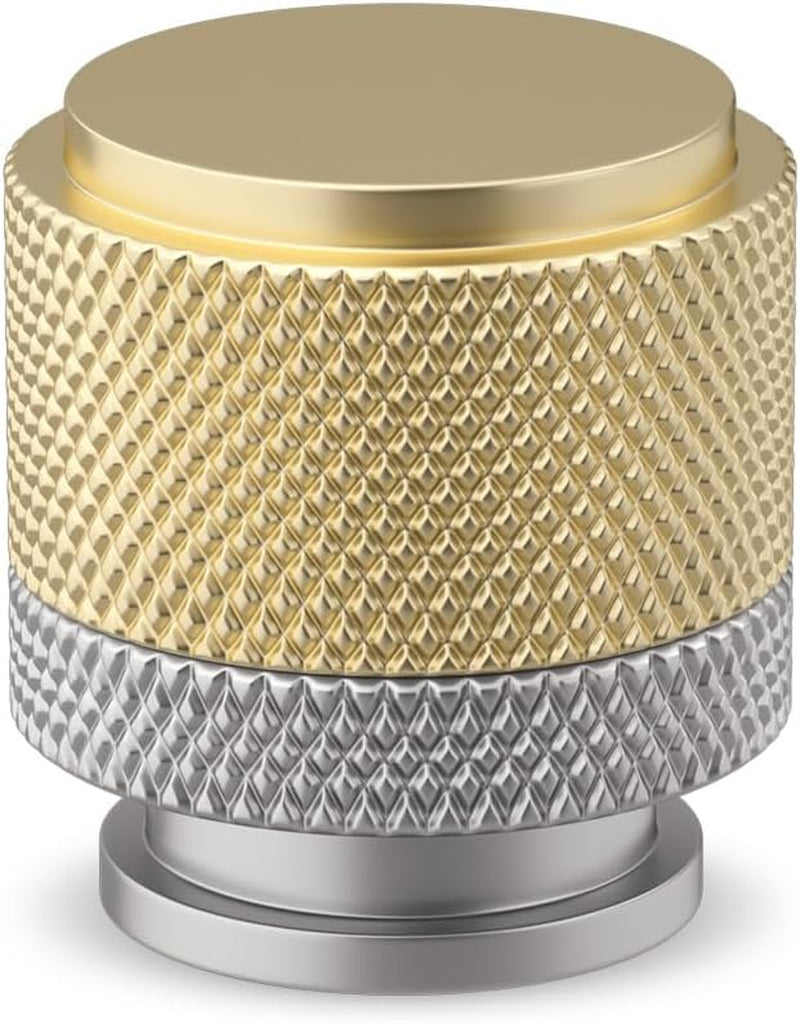 Rergy Cabinet Knob 10 Pack Kitchen Knob for Cabinet Gold Drawer Knobs Oxidation Finish with Diamond Pattern Brushed Gold and Sliver Knobs for Hardware