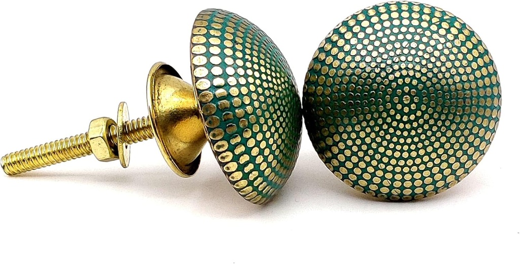 5Moonsun5'S Brass Door Knobs/Drawer Pulls Dresser Door Knobs/Pull and Push Handle Knobs for Cabinets, Wardrobes & Kitchen Cupboards/ Handmade Classic Hardware Decor, 36 Mm Sea-Green (6)