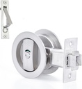 Dontay 2 Pack Pocket Door Lock, Color Coded Indicators, Privacy (Bed/Bath) Handles Latch, 2-3/8" Backset, Hardware for 1 3/8” to 2 3/16” Thickness Door (Including Edge Pull, Brushed Nickel, Round)
