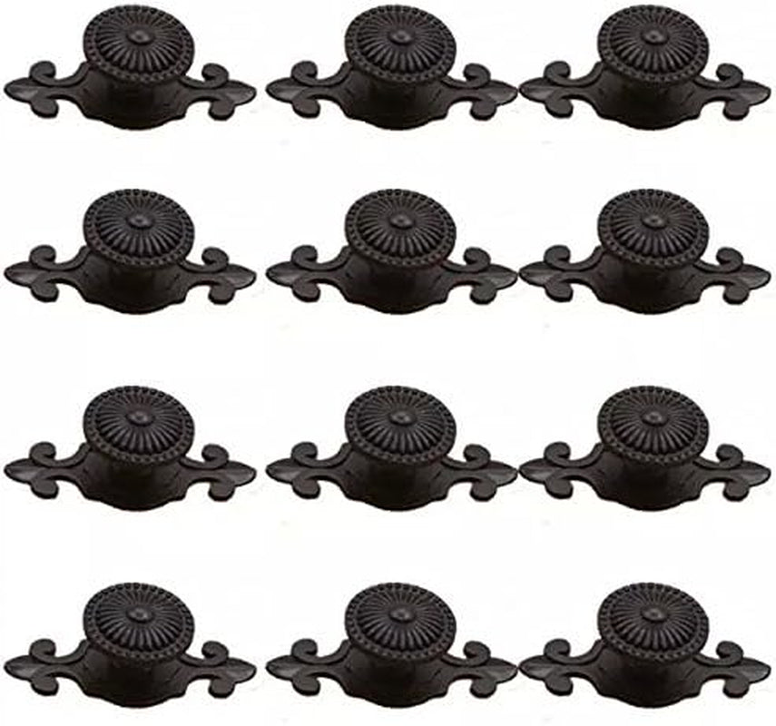 Black Antique Vintage Retro Drawer Cabinet Metal Knobs with Backplates 12 Pcs,Mushroom Shape Pulls Handle Dresser Knob