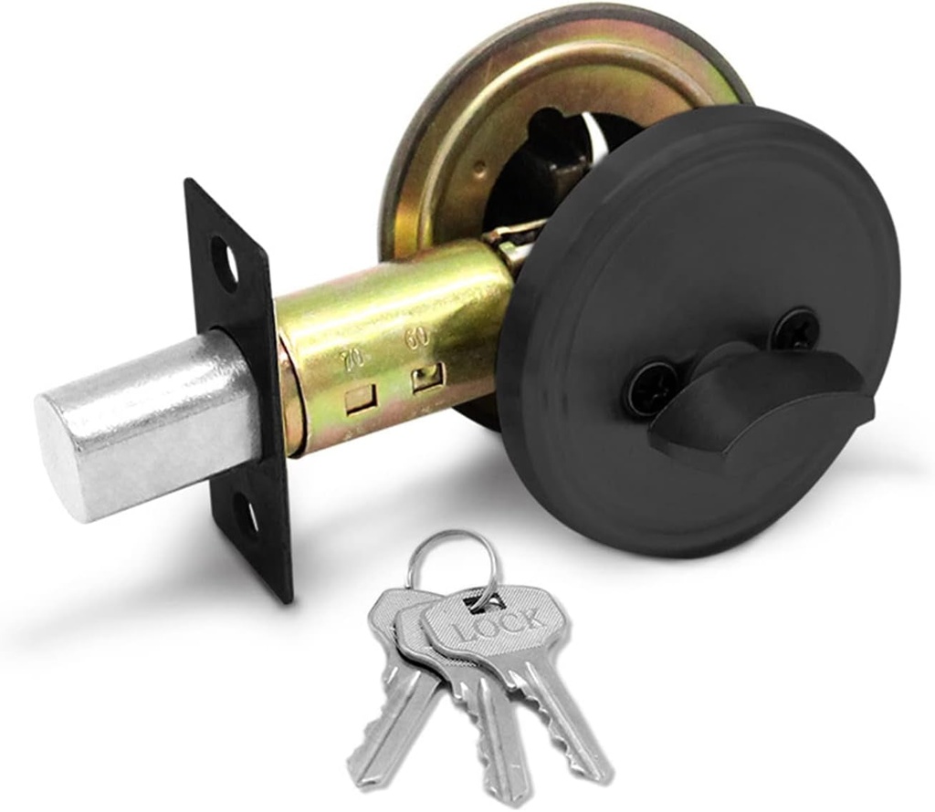 WANLIAN Entrance Lever Door Handle,Door Knob Hardware, for Office or Front Door,Reversible for Right & Left Side, Keyed Entry Lever Lock (Black, Single Cylinder Deadbolt)